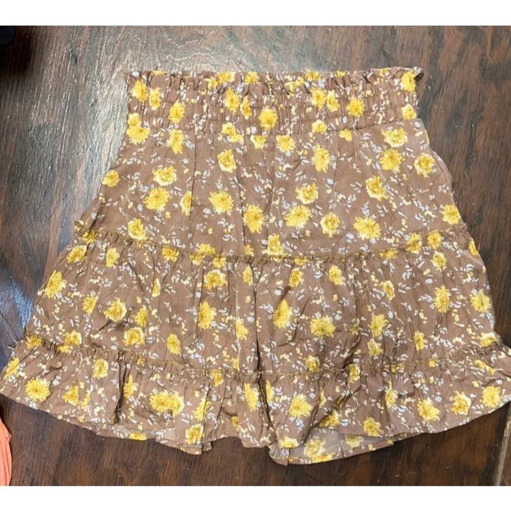 Altar’d State Brown & Yellow Floral Skirt Size Small